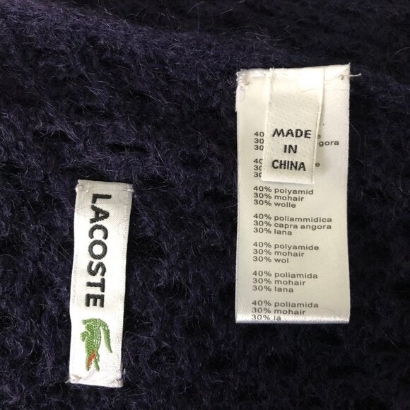 Lacoste Casual Open Weave Knit Wrap/Scarf in Deep Eggplant Purple Sz OS - Picture 5 of 10